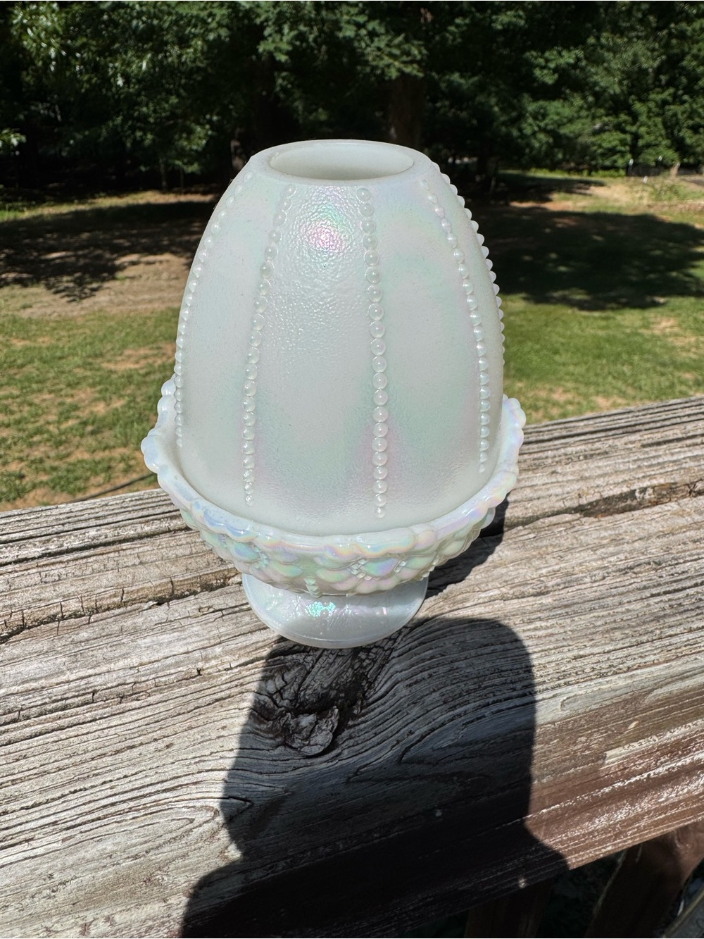 Iridescent Opalescent Beaded fairy lamp Fenton - Picture 2 of 10